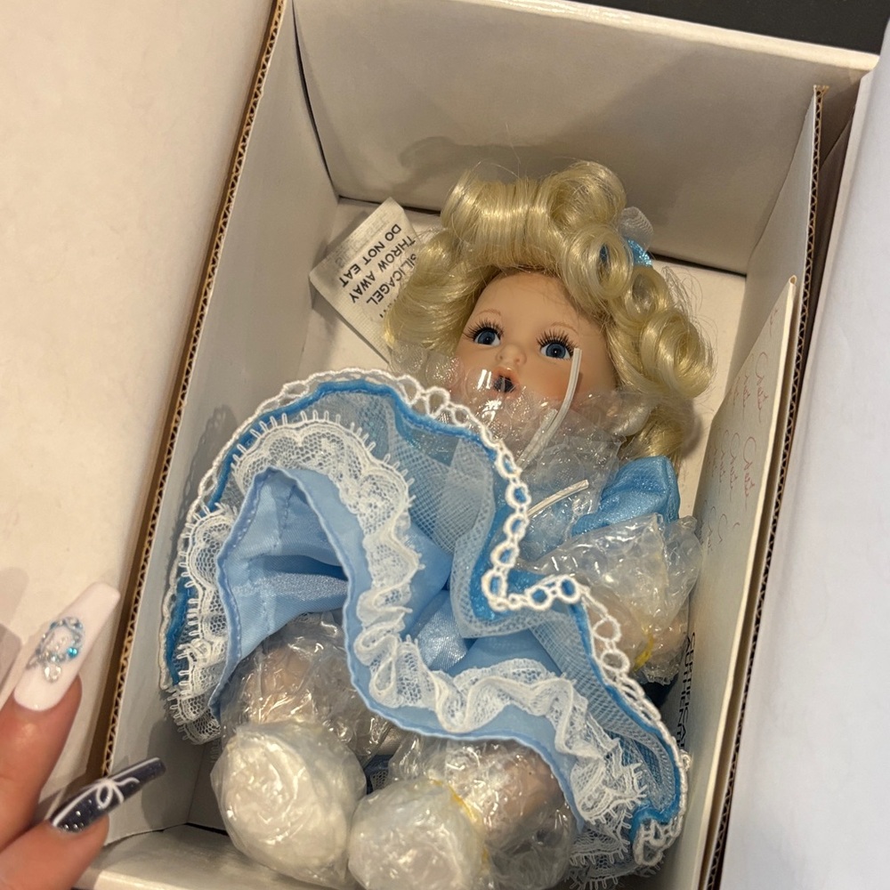 Marie Osmond Tiny Tots Collector Dolls Baby Miracles Blonde‎ Blue Dress